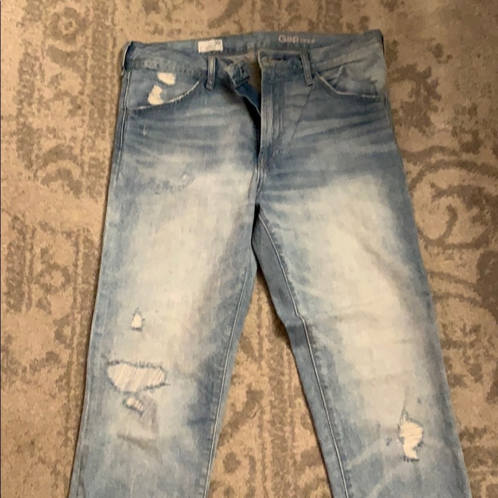 Authentic boyfriend distressed jeans light wash